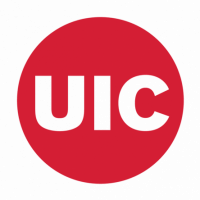 a red circle with the word uic in it