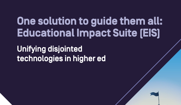 a purple background with a flag in the right corner that says one solution to guide them all educational impact suite