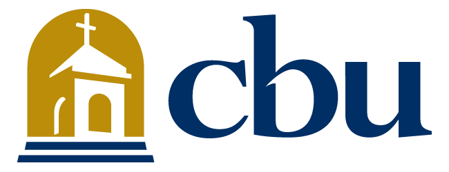 a yellow and white church with cbu navy text to the right