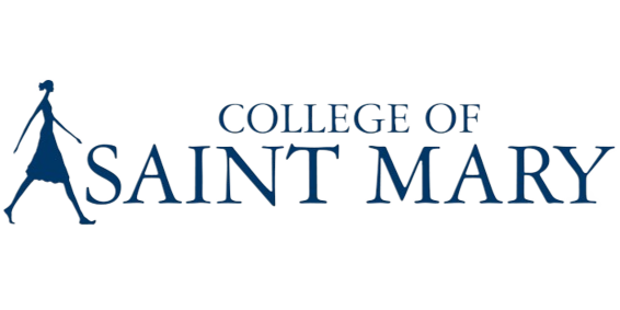 the college of saint mary with a woman in a blue dress
